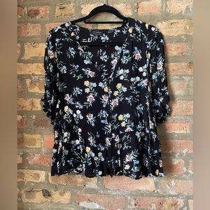 LUCKY BRAND floral short sleeve flowy floral top